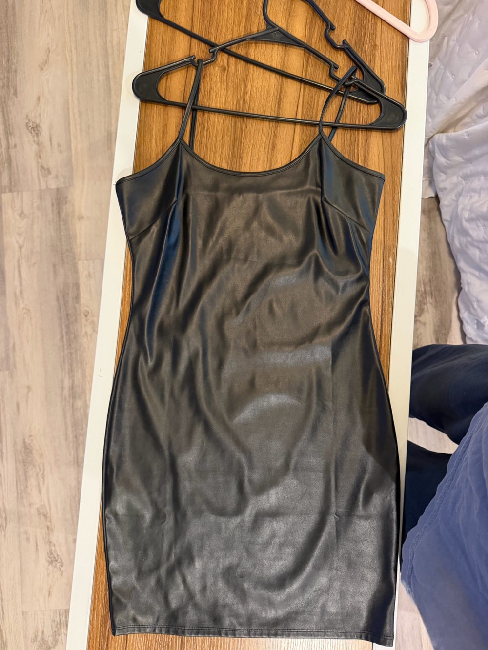 Faux Leather Black Sleeveless Sheath Dress